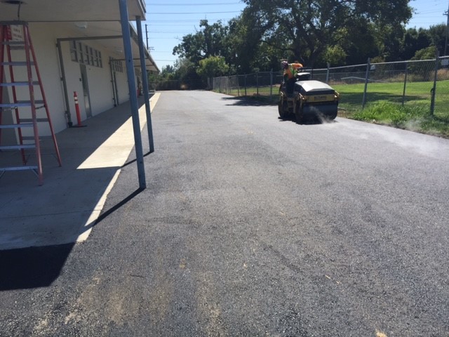 Palo Alto School reconstruction is nearly complete as crews place final lift of Hot Mix Asphalt supplied by Reed & Graham, Inc.