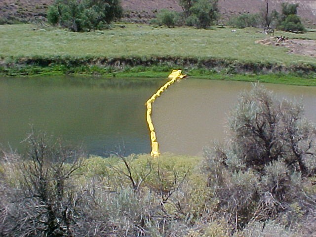 Aer-Flo Turbidity Barriers supplied by Reed & Graham’s Geosynthetics Division, for the Derby Dam project in Sparks, Nevada, helps keep sediment from polluting waters outside of the jobsite area.  Keeping downstream waters clear for the natural habitat.
