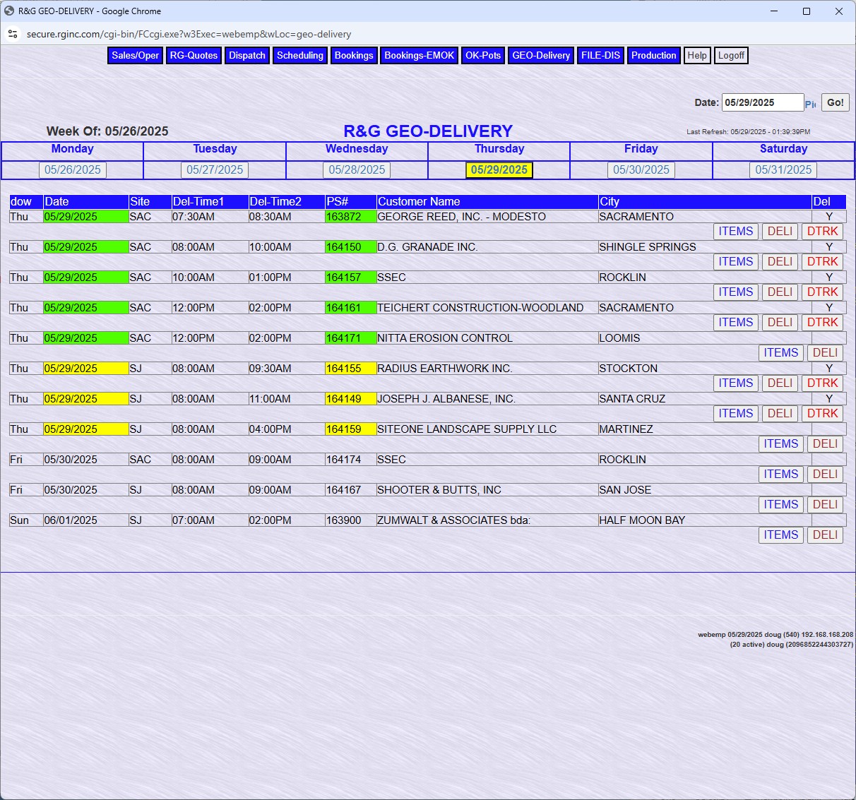 R&G GEO Delivery tool screenshot